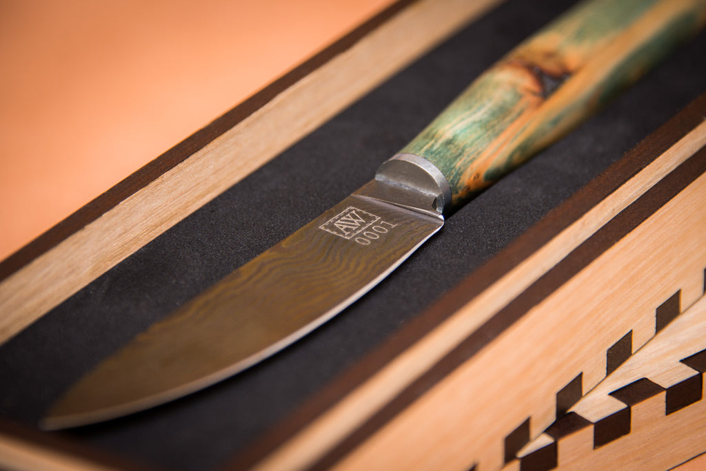 Blued Damascus Steel Cheese Knife